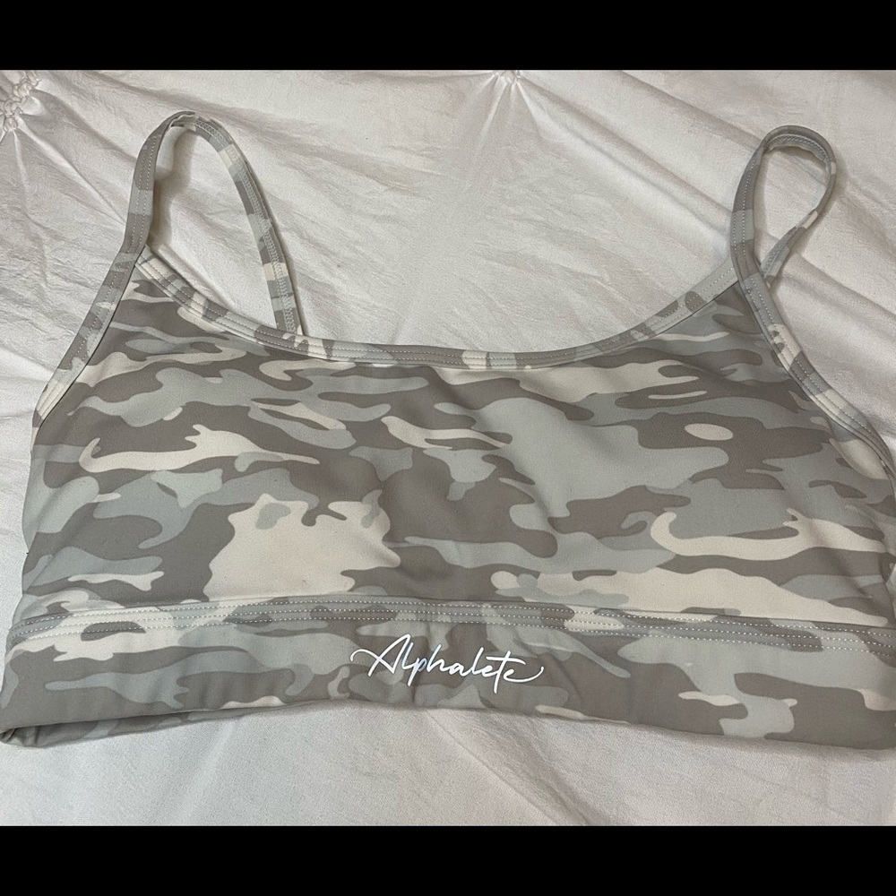Alphalete White camo bra